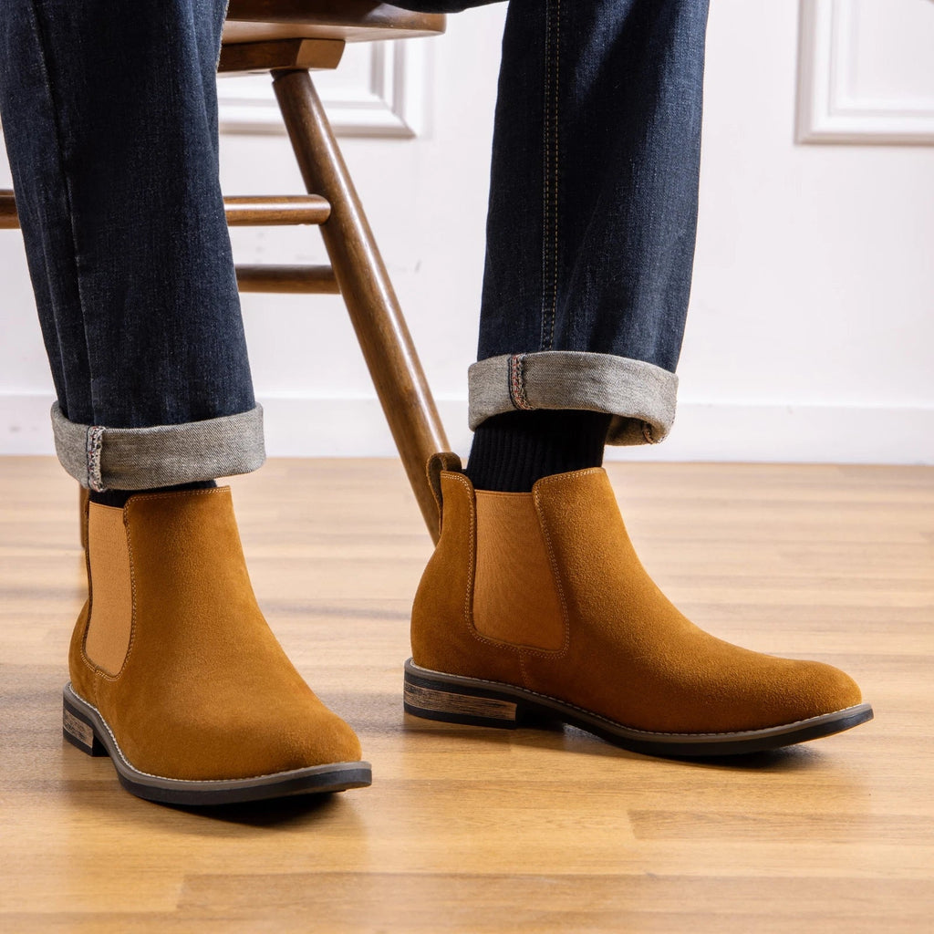 Men's Suede Leather Chelsea Ankle Boots For Working