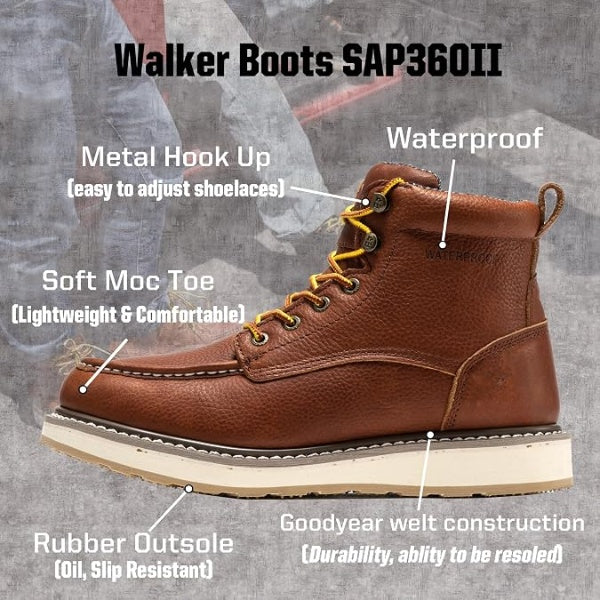 6 Inch Waterproof Wedge Work Boots